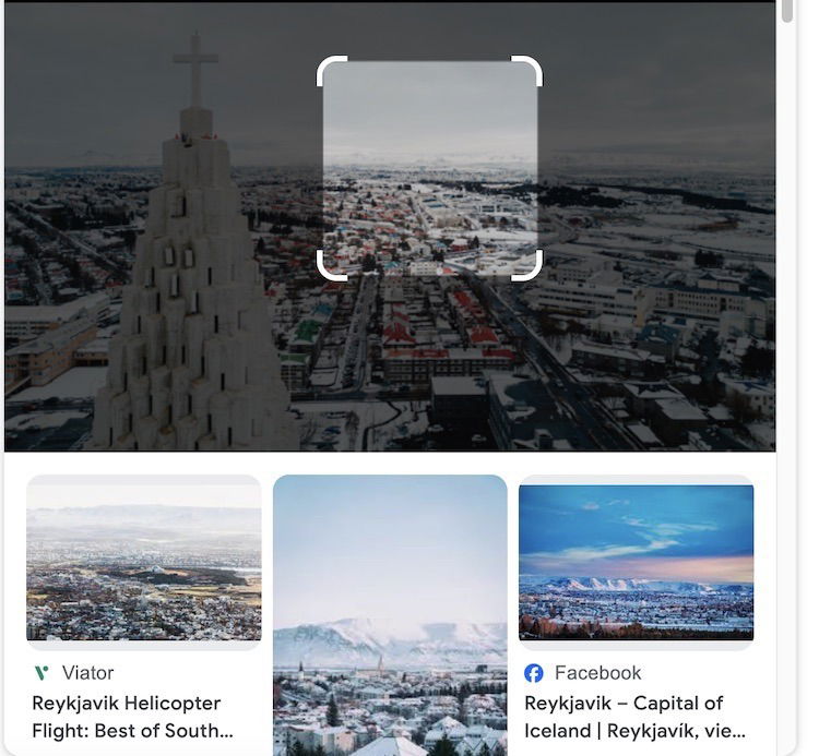 Search results appearing in Google Lens