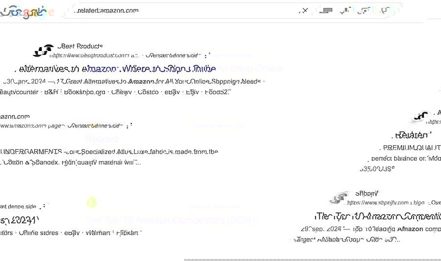A related search operator in Google search