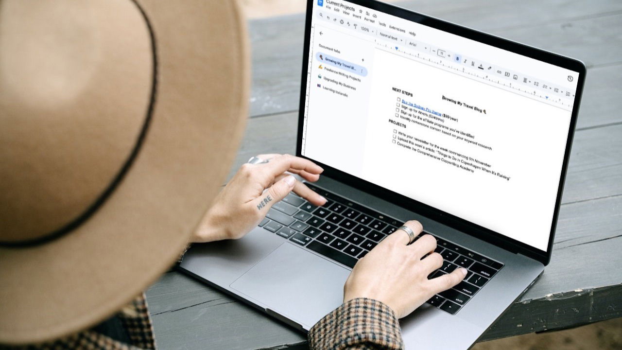 Mockup Google Docs Tabs On Laptop