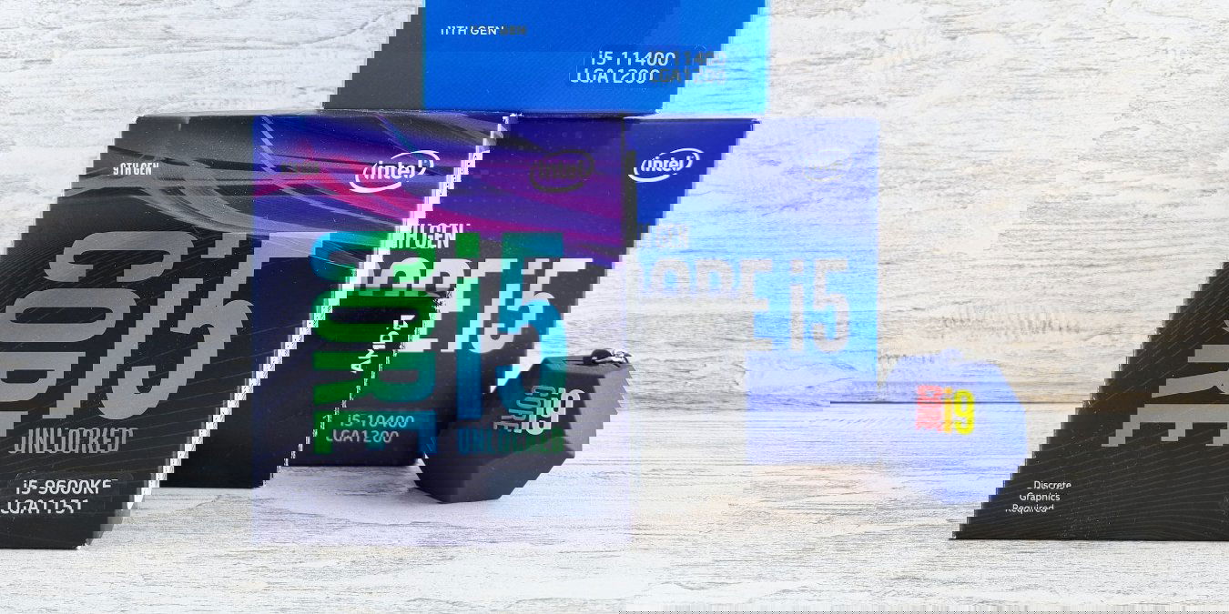 Intel CPU boxes on wooden background