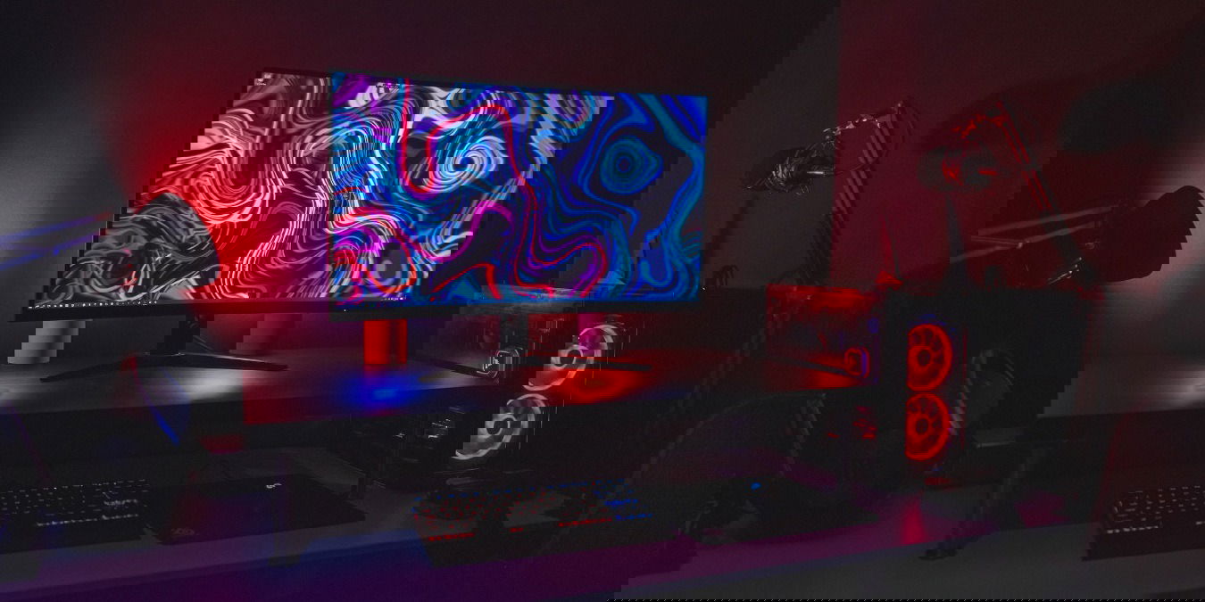 Desktop PC setup with RGB lights