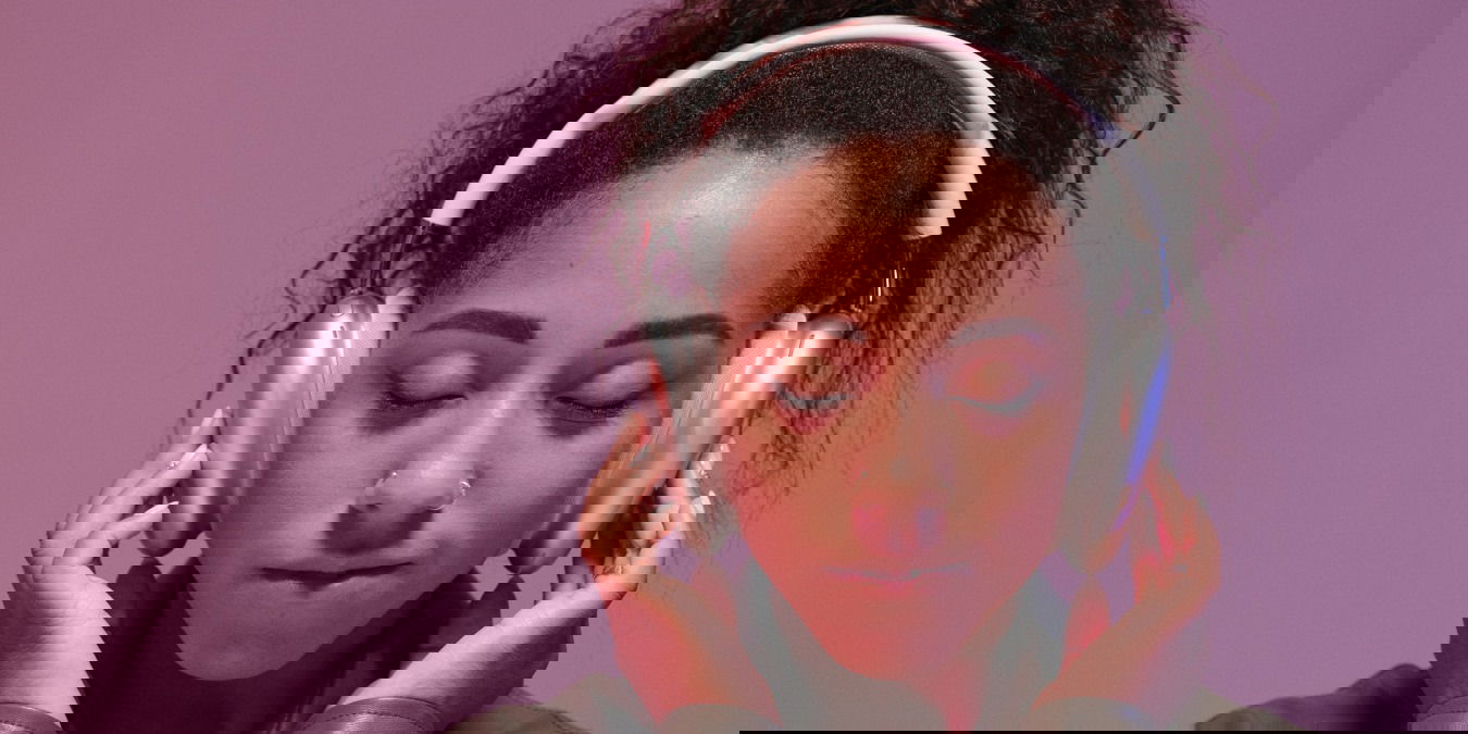 Woman Using Active Noise Canceling Headphones
