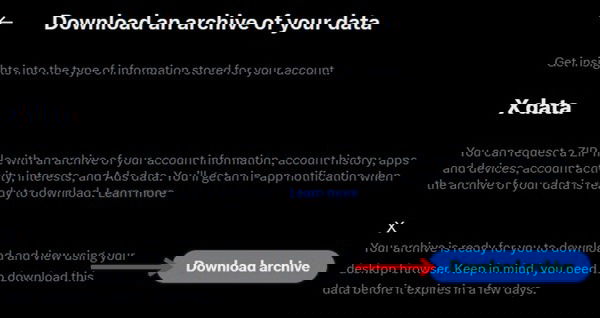 Pressing "Download archive" button in Twitter on PC.