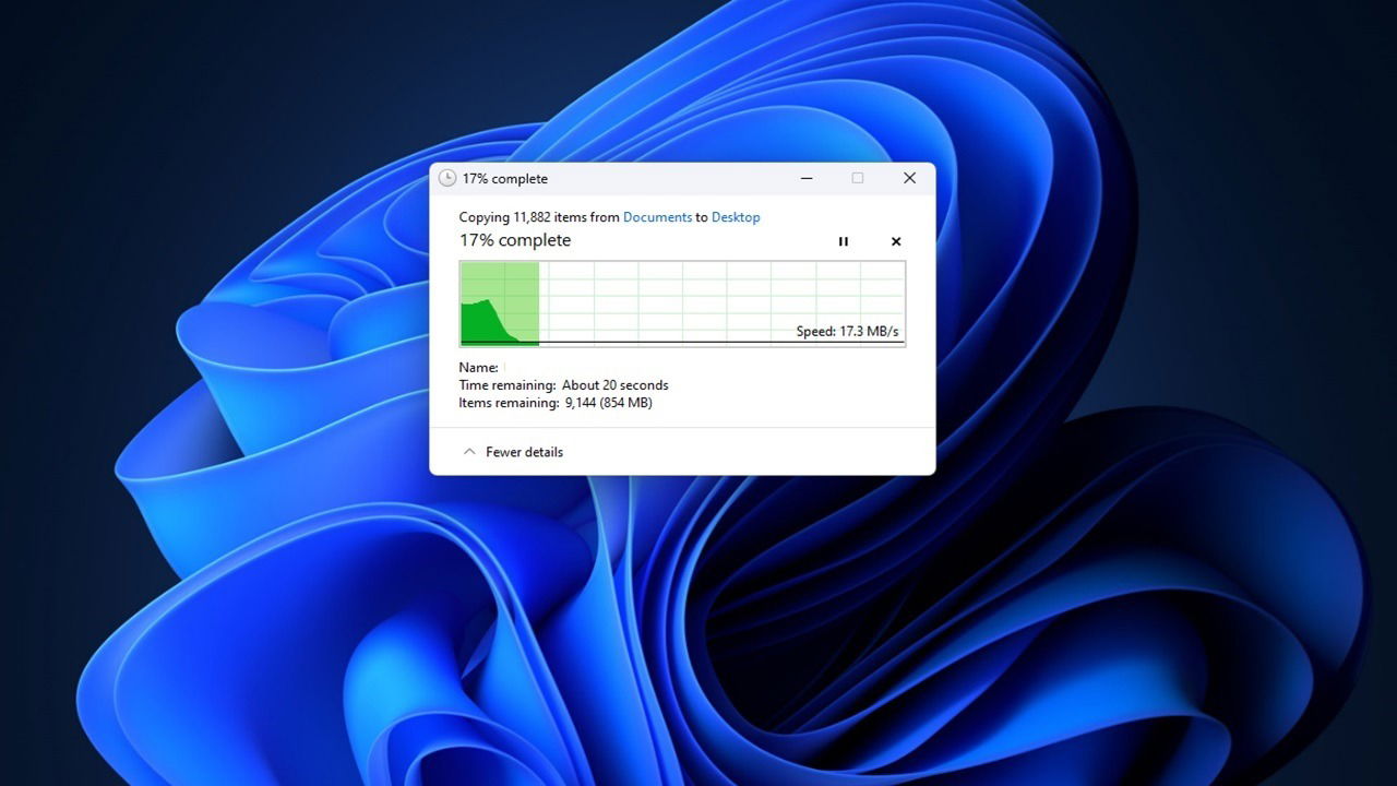 Copying files in Windows.