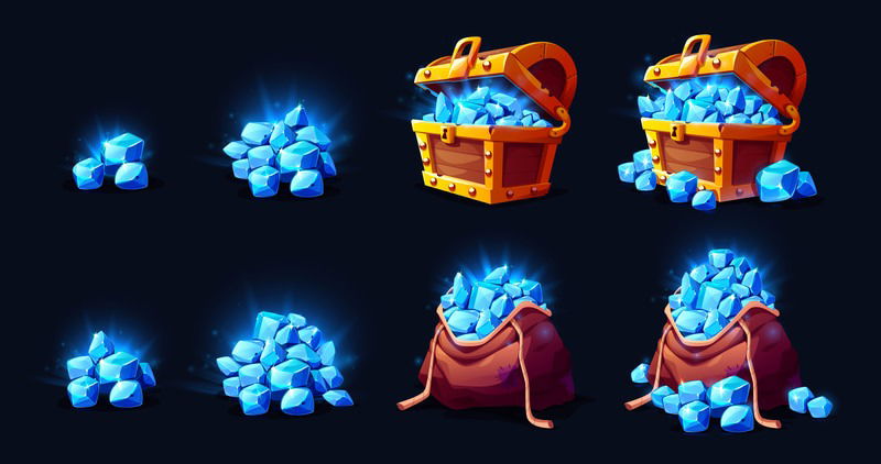 game chests and bags showing in-game currency
