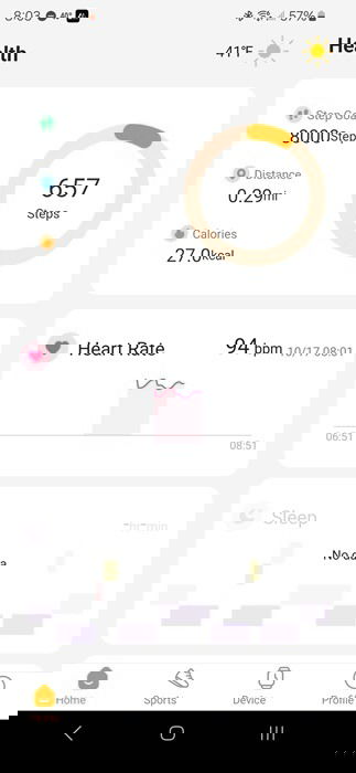 Kospet Fit app with health tracking data.
