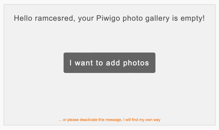 A screenshot showing the initial upload screen for Piwigo.