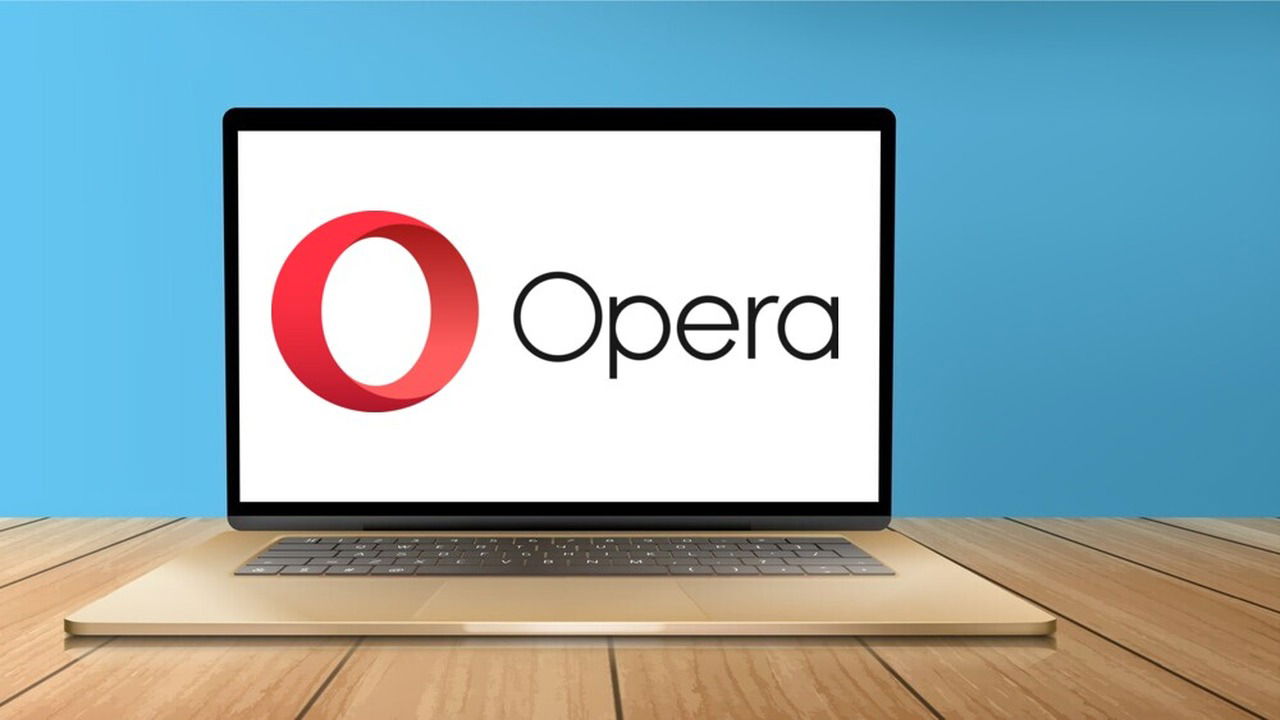 Opera logo on a laptop screen