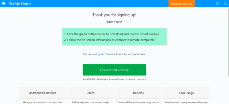 Downloading SetMe desktop client on admin PC.