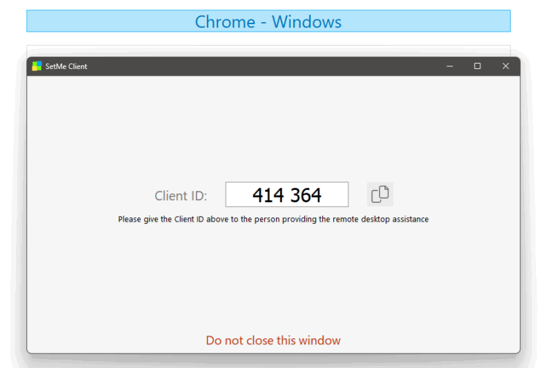 Client ID view on remote PC using SetMe.