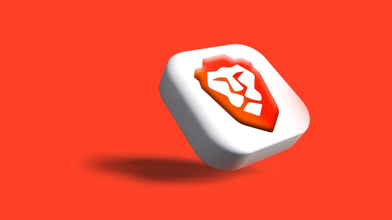Brave logo featured on orange background.