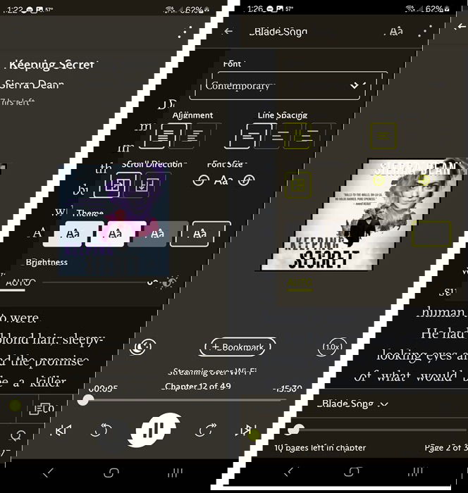 The audio player and reader in Everand.