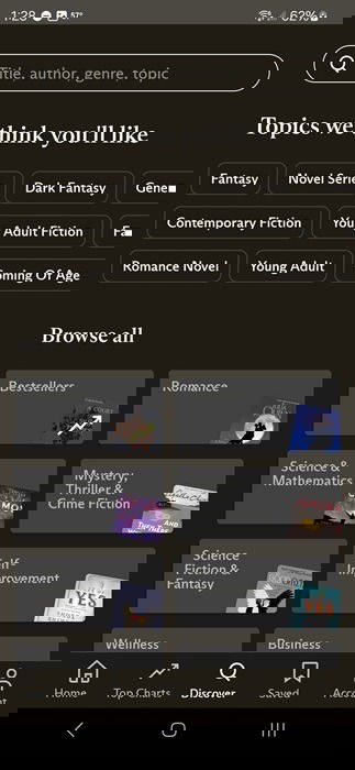 Searching for new titles on Everand.