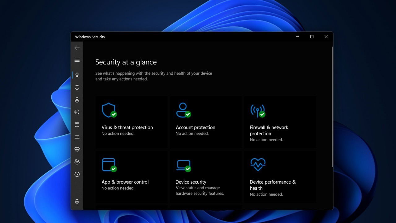 Windows Security opened on desktop.