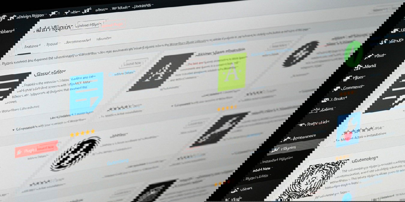 WordPress add new plugins page.